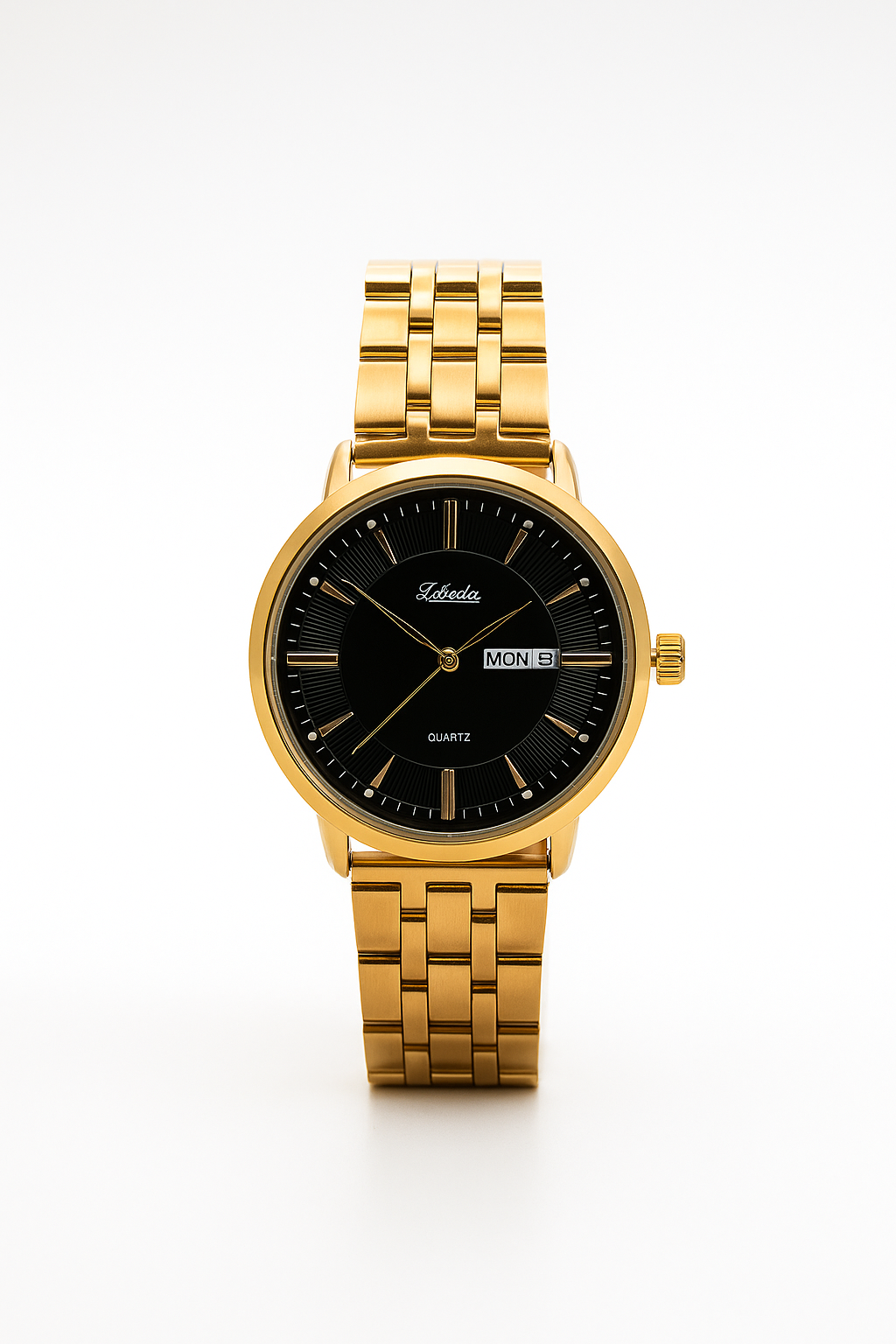 Faleda Quartz Gold Watch – Black Dial | Timeless Luxury